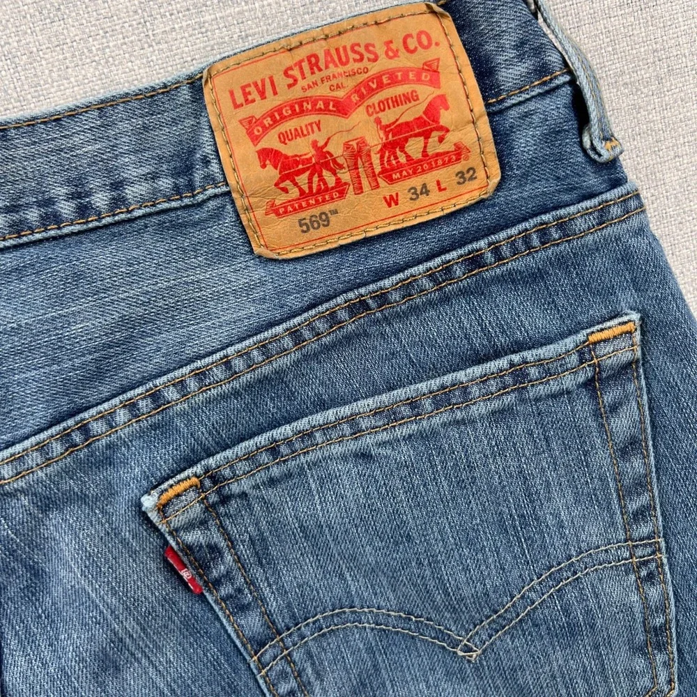 Levis 569 Loose Straight Jeans Men 34x32 (fit 36x31) Medium Wash Y2K Skate Denim